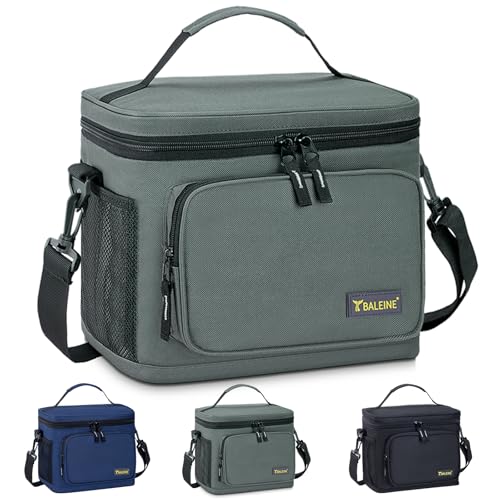 BALEINE Insulated Lunch Bag for Men Women, 15 Can Leakproof Cooler Bag with Adjustable Shoulder Strap for Work Picnic, Lunch Box for Women Men (Medium, Grey) - color: Gray, size: Medium