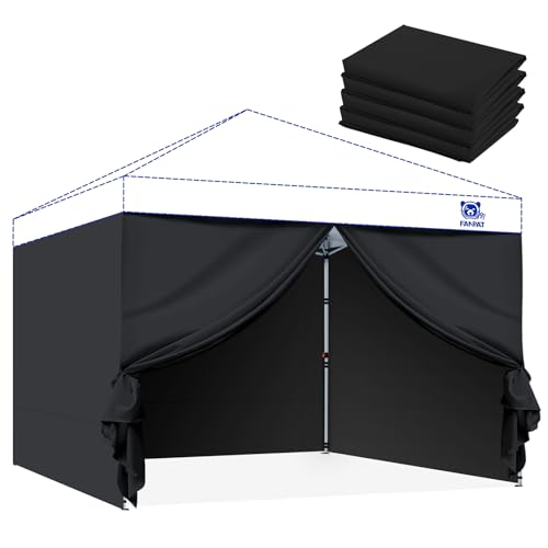 Fanpat Instant 10x10 Canopy Sidewalls for Pop Up Canopy, Waterproof UV Protection Fabric, 4 Packs Sidewalls with Zipper Door for Outdoor Events, Black(4PCS Sidewalls Only, Canopy Tent Not Included) - color: Black