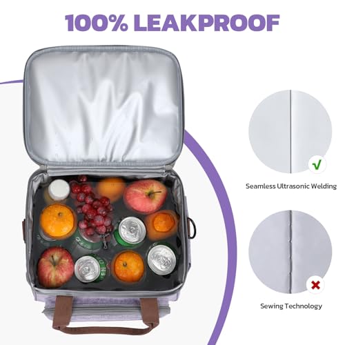 Maelstrom Lunch Box, 23L Insulated Lunch Bag, Expandable Double Deck Cooler Bag, Lightweight Leakproof Tote Bag With Side Tissue Pocket, Suit For Men and Women (D Lavender) - color: D Lavender