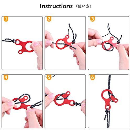 TRIWONDER Guyline Cord Adjuster Rope Tensioner Tent Guy Line Paracord Tightener Loop Alien Aluminum Alloy for Camping Hiking (Red (Snail Shape) - 12 Pack) - color: Snail Shape - Red (12 Pack)