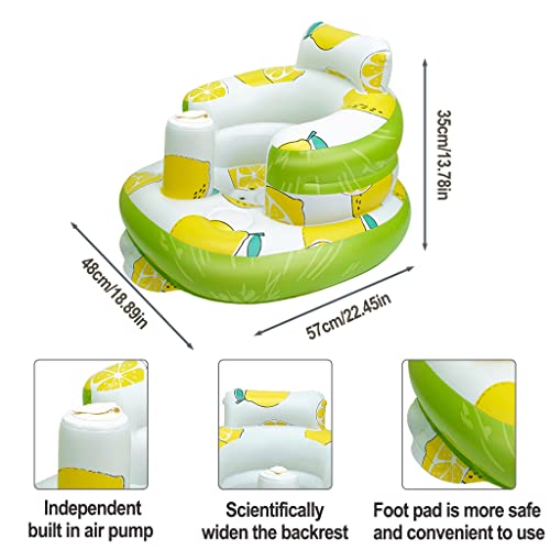AirSwim Inflatable Baby Seat, Inflatable Baby Chair for Babies 3 Months and Up, Summer Blow Up Chair with Built in Air Pump, Infant Floor Seats for Learning to Sit, Palying, Camping, Lemon - color: Lemon