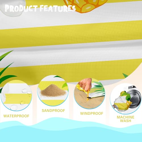 Beach Blanket Waterproof Sandproof 1-7 Adult Oversized 78 '' × 81 '' Lightweight Durable Compact Sand Free Extra Large Beach Mat for Travel Camping Hiking Picnic - color: Pineapple, size: 78“x81”