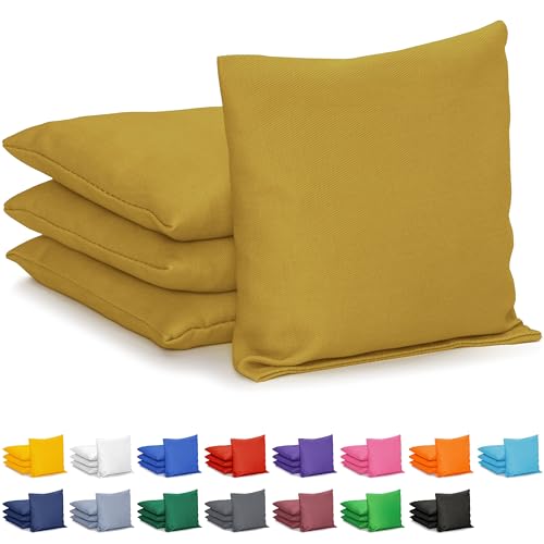 GoSports Classic Cornhole Bean Bags Set of 4-16 Colors Available - Regulation All Weather, Mix and Match - color: Gold, size: 6 X 6"