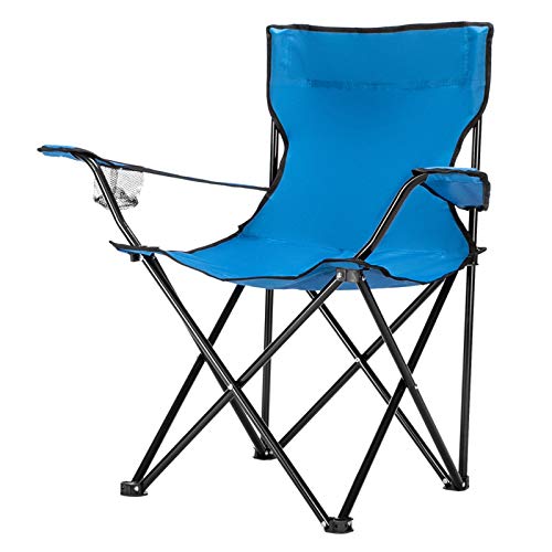 Portable Folding Camping Chair with Arm Rest Cup Holder and Carrying and Storage Bag (Blue)