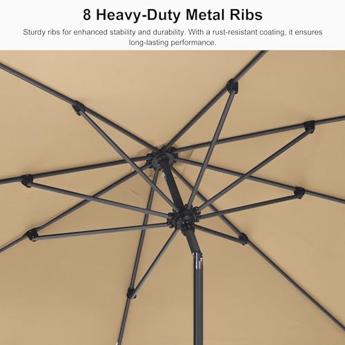PURPLE LEAF 8' x 5' Rectangular Patio Umbrella Outdoor Table Umbrella Aluminum Frame Market Umbrella Sun Umbrella with 8 Sturdy Ribs & Tilt for Garden Deck Lawn & Pool Beige - color: Beige, size: 5' x 8'