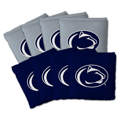YouTheFan Officially-Licensed NCAA Set of 8 Cornhole Bags - All Weather Dual Sided Slide & Stop - Regulation Size with Carry case - color: Penn State Nittany Lions