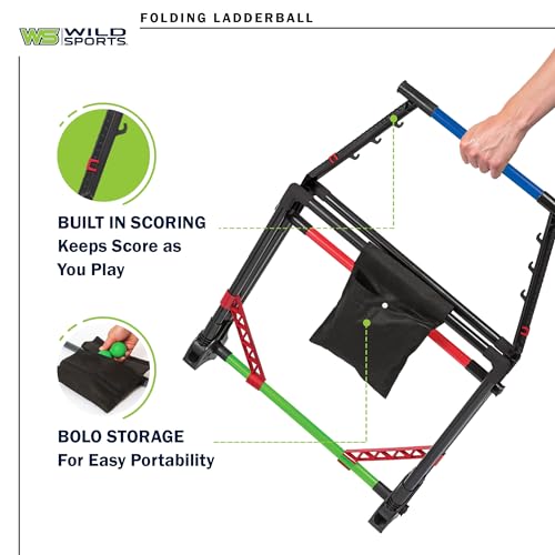 Wild Sports Light-Up Ladderball Set - LED Powered Ladder Balls Set - Includes 6 Light-up Bolos