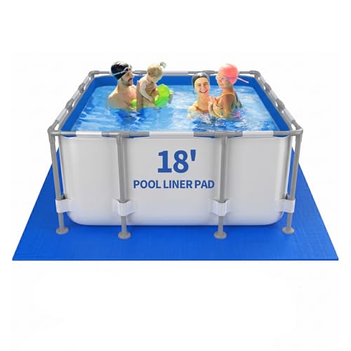 18FT Square Pool Liner Pad for Above Ground Pools, Thickened Puncture-Resistant Under Mat, Heavy-Duty Underlayment, Outdoor Tarp Protector for Concrete/Lawn, Pool Floor Base Pad, Extends Liner Life - size: 18' x 18' (Square)