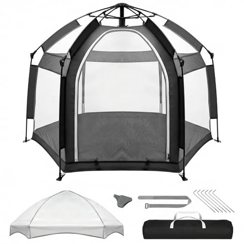 Palopalo Black Pop Up Baby Beach Tent - UPF50+ Sun Protection Canopy & Mosquito Net, Instant Setup Portable Playpen for Indoor & Outdoor Play, Lightweight Pack and Play Yard - color: Black