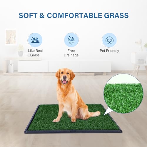 Artificial Dog Grass Pad with Tray for Potty – 16x20 inches Strong Absorbency Grass Pad, Dog Litter Box for Indoor/Balcony/Apartment - size: 16" x 20"