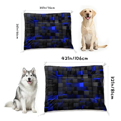 Nttopship Dog Cat Bed Mat Ultra Soft Fluffy Pet Bed Washable Fashion Dog Crate Beds Comfy Comfy Pet Sleeping Pad Suitable for Pet Raised Bed(30"x26",Blue Black) - color: Blue Black, size: Medium