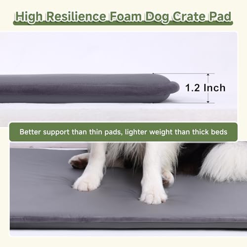 XXL Dog Crate Pad, Double-Sided Waterproof Crate Mat Bed, Outdoor Kennel Mat Beds Pet Sleeping for Large Dogs, Waterproof, Wipeable, Anti-Slip, Kennel Pads 47 x 29 Inch, Dark Gray - color: Dark Grey, size: 47"L x 29"W x 1.2"Th
