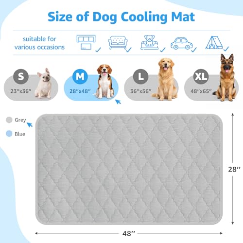LOOBANI Dog Cooling Mat for Large Dogs 48"x28"- Dog Cooling Pad Durable, Cool Blanket Machine Washable, Medium Pet Cool Mat for Outdoor, Indoor (Grey, 48"x28") - color: Grey, size: 48"x28"