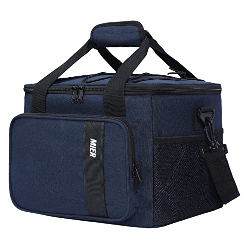 MIER Mens Lunchbox for Work Insulated 24 Cans/15L Large Lunch Bags Leakproof Adult Women Lunch Box Coolers for Travel Beach Picnic Office, Navy Blue - color: Blue