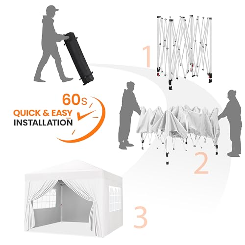 Yaheetech 8x8 Pop Up Canopy with 4 Removable Sidewalls, Portable Enclosed Instant Tent, Waterproof Outdoor Tent, Beach Sun Shelter with 4 Sandbags, 8 Stakes & 4 Ropes, White - color: White, size: 8x8