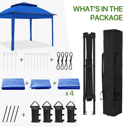 COOS BAY 11x11 Pop Up Gazebo with 4 Sidewalls, Instant Outdoor Canopy Tent with UPF 50+ UV Protection, Water Resistant Shelter with Carry Bag, Stakes & Ropes, Blue - color: Blue