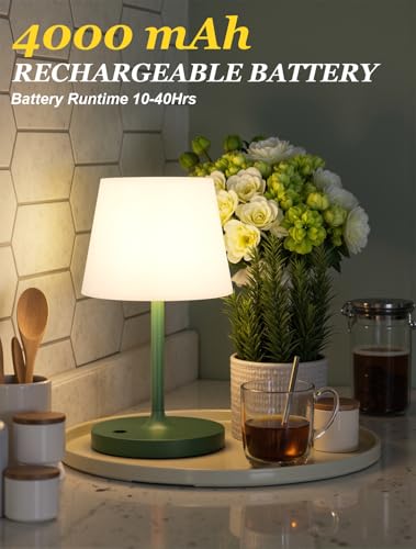 Kakanuo Green Cordless Shower Lamp Waterproof, Rechargeable Cordless Lamp with 4000mAh Battery, Touch Dimmable Table Lamp for Outdoor, Kitchen, Bathroom, Camping, Patio, IP54 - color: Green