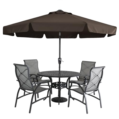 MASTERCANOPY Valance Patio Umbrella for Outdoor Table Market -8 Ribs (9FT, Brown) - color: Brown, size: 9FT