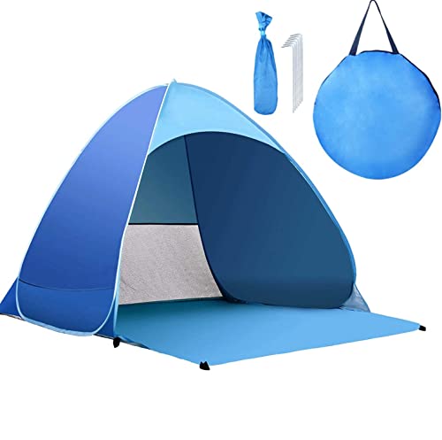 Pop Up Beach Tent – for 3-4 Person UPF 50+ UV Sun Protection Beach Shade Pop Up Sun Shelter with Carry Bag and Tent Stakes for Beach, Park, Camping (X-Large) - size: X-Large