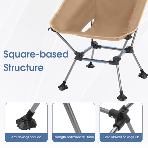 MOON LENCE Camping Chair Plus, Upgraded Comfort & Size, Still Compact and Lightweight, Folding Portable Chair for Backpacking & Hiking, 400Lbs Capacity, Gen 3 Plus (Khaki) - color: Khaki-plus