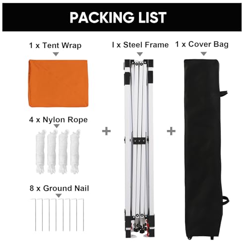 Northroad 10x10ft Pop Up Canopy, Popup Outdoor Canopy Tent with Wheeled Carrying Bag,Portable Gazebo Shelter for Patio,Deck,Garden,Beach（Orange） - color: Orange, size: 10x10