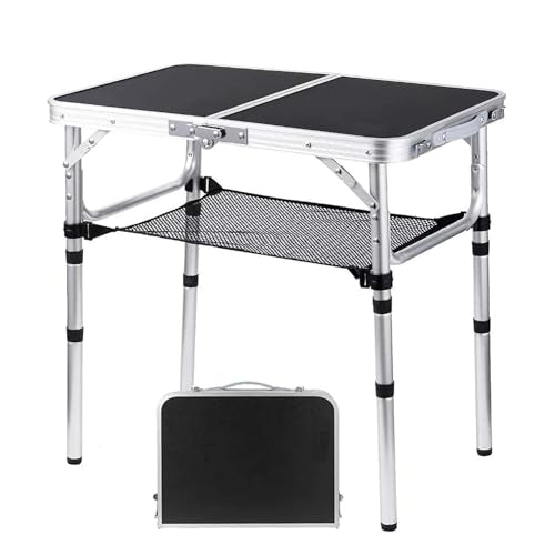 YihuiKo Folding Camping Table, Adjustable Height Folding Table, Portable Aluminum Small Folding Table with Carry Handle for Picnic, BBQ, Indoor, Office - size: 24"L x 16"W x 24"H