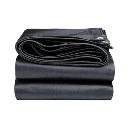 10 x 12ft Tarps Heavy Duty Thick Waterproof, Poly Canopy Black Tent Shelter Cover, 16 Oz Tarpaulin Shade, Rip and Tear Proof, UV Resistant Tarpaulin with Grommets and Reinforced Edges - color: Black, size: 10 x 12ft
