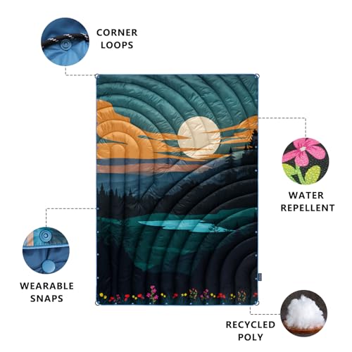 Camping Blanket,Lightweight Puffy Printed Camping Blanket Packable Outdoor Blanket for Camping,Traveling, Stadium, Hiking, Picnics - color: Dusk Pool, size: 52x75"