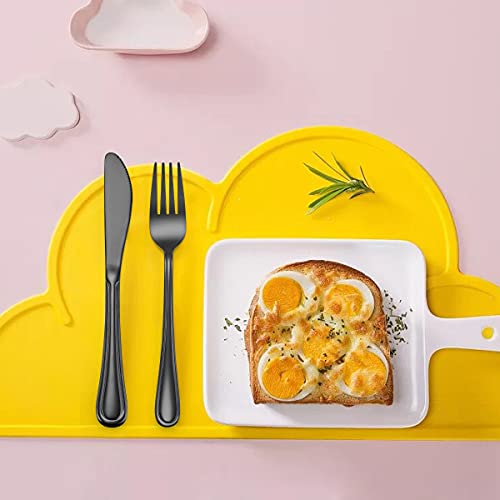 LIANYU 12-Piece Black Kids Silverware Set, Stainless Steel Toddler Utensils Flatware Set, Child Cutlery Tableware for 4, Include knife Fork Spoon, Mirror Finished, Dishwasher Safe - color: Black
