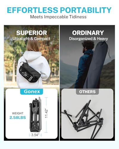 Gonex Portable Camping Chair, The 5th Gen Ultralight Compact Backpacking Foldable Lightweight Folding Chair for Outdoor Camp Hiking Beach Picnic Concert, Supports 330lbs (Black, 2 PCS) - color: Black 2pcs