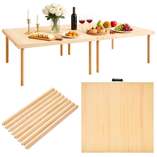 60"x30" Boho Wooden Picnic Table,Portable Wood Picnic Desk,Solid Wood Picnic Table, Boho Low Picnic Floor Desk for Beach, Camping, Backyard, Floor Seating(Large Size for 6)
