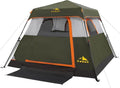 3/4 Person Camping Tent with 1 Door, 4 Windows, and Upgraded Ventilation– Instant Setup, Waterproof, 8'x 8'x 67''Oxford Fabric Floor Pop Up in 60 Seconds Includes Rainfly and Backpack - color: 4 Person Army Green