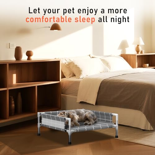 Elevated Dog Bed with Three-Sided Fence and Removable Cushion - Anti-Slip Feet, Stable Design, Easy Assembly, Indoor Relaxation & Outdoor Activities for Small Dogs, All-Season Comfort - size: Cushion-S