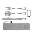 OUTXE Titanium Flatware Knife Fork Spoon Set Lightweight Ti Camping Utility Cutlery Set with Carrying Bag for Traveling Picnic Hiking - color: Knife Fork and Spoon Set