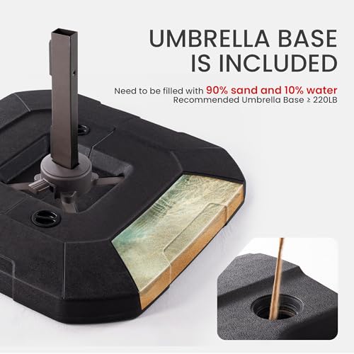 10x10 FT Cantilever Patio Umbrella with Base Included Double Top Outdoor Square Large Heavy Duty Aluminum Offset Umbrellas with 7 Level Tilt 360-degree Rotation for Pool Garden Deck,Grey - color: Grey, size: 10' X 10' - Weighted Base Included