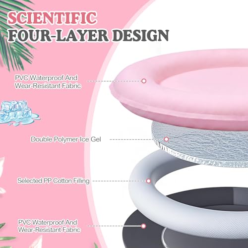 Drydiet Pet Cooling Mat for Cats and Small Dogs, 20.1'' x 20.1'' Thickened Round Blue Pad Anti-Grab Internal Gel Without Water Filling, Lightweight, Washable, Playmat for Indoor/Outdoor - color: Light Pink, size: 20.1'' X 20.1''