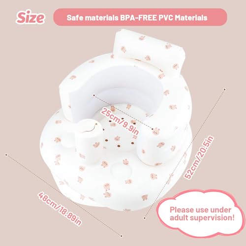 AirSwim Inflatable Baby Chair, Inflatable Baby Seat for Babies 3 Months and Up, Summer Blow Up Chair with Built in Air Pump, Bumbo Seat for Learning to Sit, Palying, Camping, Rabbit - color: Rabbit