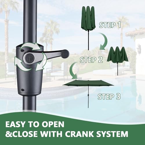 13Ft Large Patio Umbrella Outdoor Double-Sided Market Umbrella w/Easy Crank for Yard, Poolside, Deck, Green - color: Green, size: 13FT Umbrella