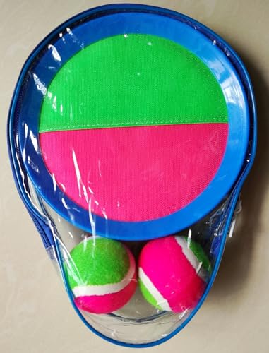 AppleRound Toss and Catch Velcro Ball Set (Hook and Loop), Kids Outdoor Games, Beach Toys, Backyard Sports, Paddle Ball Games (Pack of 2 Paddles and 2 Balls) - color: Red Green Dual-color, size: 2 Paddles & 2 Balls