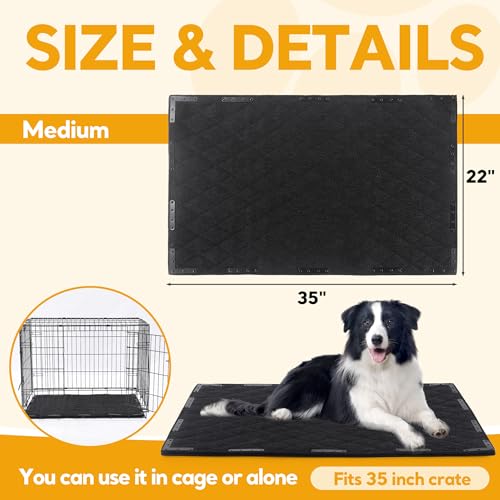 HOMBYS Chew Proof Dog Bed Mat with 14 Metal Rivets - Indestructible Kennel Pad for Teething Puppies & Aggressive Chewers, Durable Waterproof Crate Mat for Medium Dogs, 35" x 22" (Indoor/Outdoor Use) - size: 35" X 22"