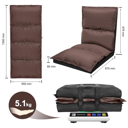 XK Foldable Camping Floor Lounge Padded Chair Couch for Outdoor Travel - color: Brown