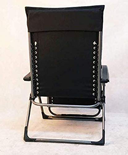 Four Seasons Padded Cushion ONLY) for Extra Wide Zero Gravity Chair (Seat Width: 22.5") Lounge Recliner Rocking Garden Patio Seat Pad Cushion (with Hood and tie Down) (Black)