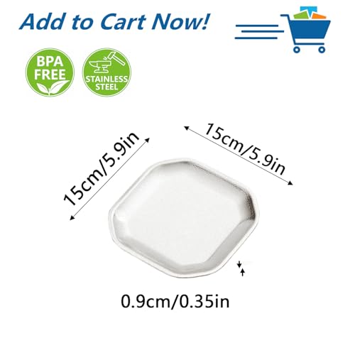 SANQIAHOME 5.9x5.9 inch square Appetizer Plates,thick stainless steel Dinner Plates, Pasta Dessert Plates for Sushi, Fruit oven/Dishwasher Safe, Set of 4,silver - color: Silver, size: 5.9x5.9 in