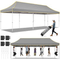 Hoteel 10x30 Pop Up Canopy Tent Heavy Duty Without Sidewalls, Waterproof Party Tent, Easy Set-up Commercial Instant Tents with Roller Bag & Sandbags, Hexagonal Leg (1-Year Warranty) - color: Gray, size: 10×30 （No Walls）