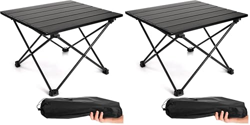 SOUJOY Camping Side Table, Portable Folding Beach Table, Small Aluminum Picnic Backpacking Table for Outdoor Cooking, BBQ, Hiking, Boat, Travel, 15.5''L x 13.8''W x 11.4''H (Pack of 2) - size: 15.5''L x 13.8''W x 11.4''H (Pack of 2)