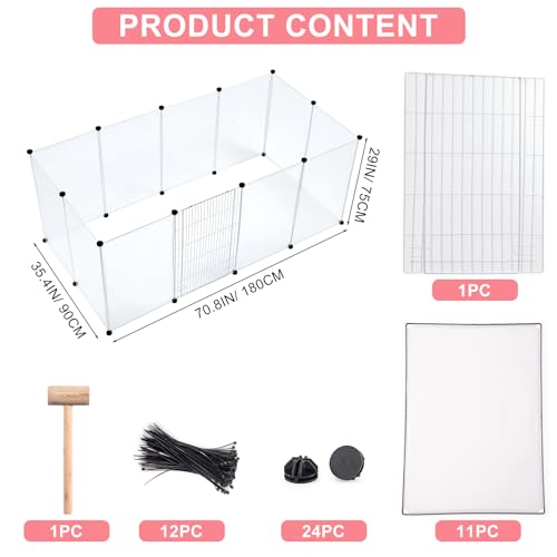 BRIAN & DANY Dog Playpen Portable for Small Animals, Dog Play Pen Indoor, Transparent Pet Playpen for Puppies, Cats, 70.8" L x 35.4" W x 29.5" H - style: 70.8"L x 35.4"W x 29.5"H