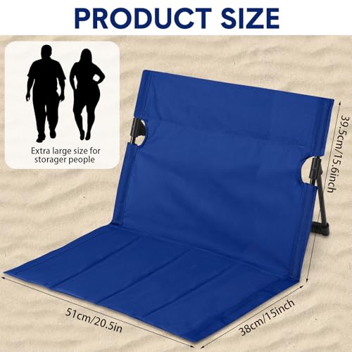 Jetec Foldable Floor Backrest Chair Portable Camping Chair with Storage Bag Light Weight Lazy Seat for Indoor Outdoor Bed Ground Park Lawn Concerts Beach Hiking - color: Navy Blue, size: X-Large