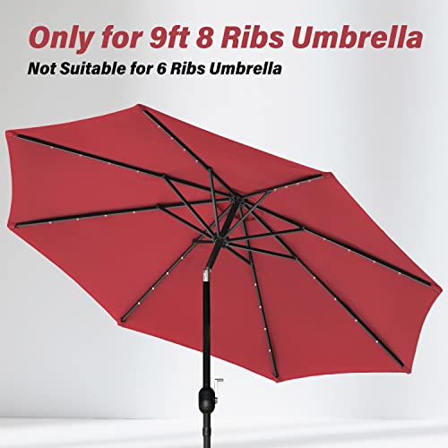 Simple Deluxe 9' Patio Umbrella Replacement Canopy Only Outdoor Table Market Yard Umbrella Replacement Top Cover with 8 Ribs, Red - color: Red Canopy Only, size: 9ft