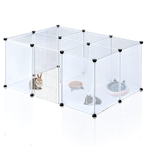 BRIAN & DANY Pet Plastic Playpen, Play Pen Indoor for Kitten, Hamster, Rabbit, Guinea Pig, Clear Enclosure Fence, 17.7 X 13.7 inches, 18 Panels - style: 41.3"L x 27.5"W x 17.7"H