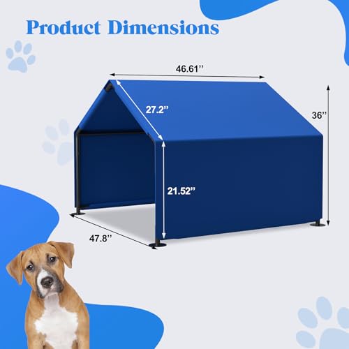 4×4×3 ft Dog Shade Shelter Pet Tent Outdoor, Portable Pet Tent, Outside Dog Sun Rain Canopy Pet House Animal Shelter, for Small to Large Dogs, Cats (Blue) - color: Blue